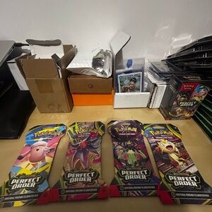 4x Pokemon TCG Mega Evolution Perfect Order Sleeved Booster Packs Art Set